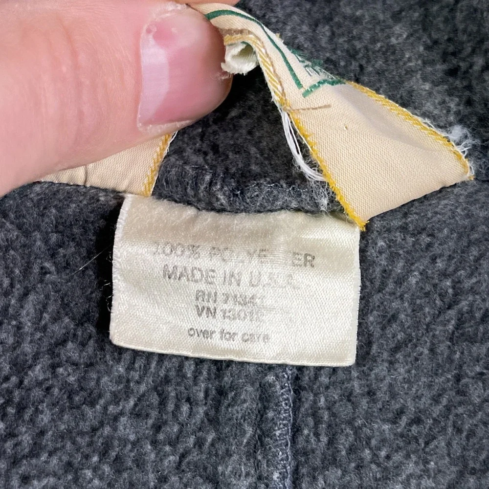 Vintage LL Bean Vest Mens Large Grey Fleece Full Zip Mountain Hiking Made in USA